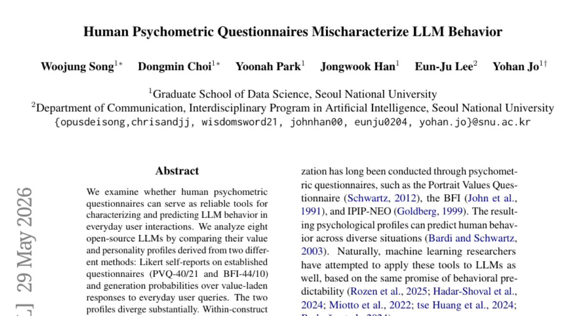 Human Psychometric Questionnaires Mischaracterize LLM Behavior
