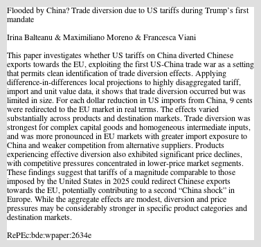 Flooded by China? Trade diversion due to US tariffs during ...