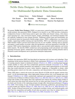 @omarsar0 reposted: Banger release from NVIDIA.

They just published a report on NeMo Data Designer,...