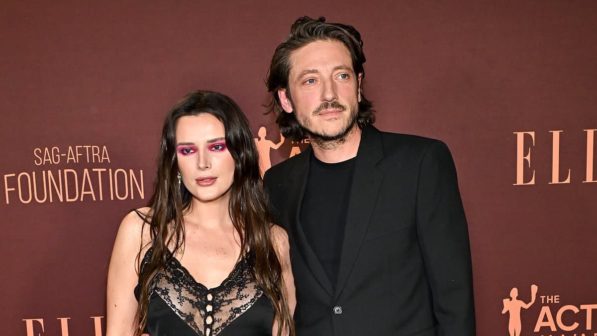 Braless Bella Thorne, 28, stuns in a silky lace dress as she makes rare red carpet appearance with fiancé Mark Emms, 45, at Elle's pre SAG Awards bash | Daily Mail Online