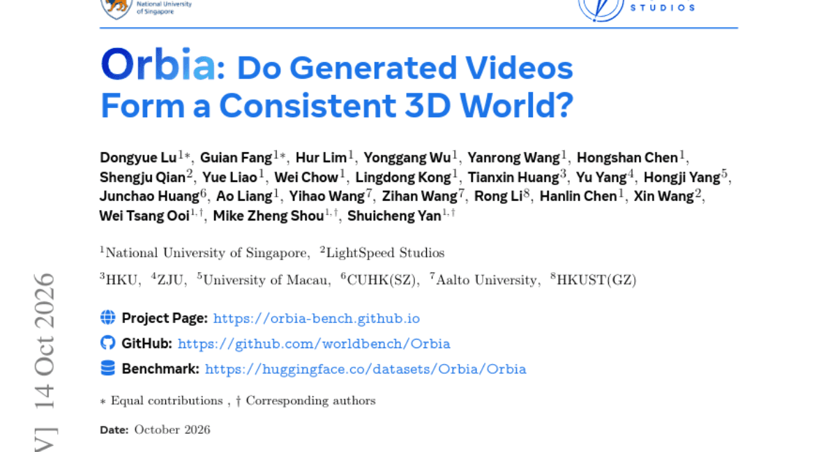 Orbia: Do Generated Videos Form a Consistent 3D World?