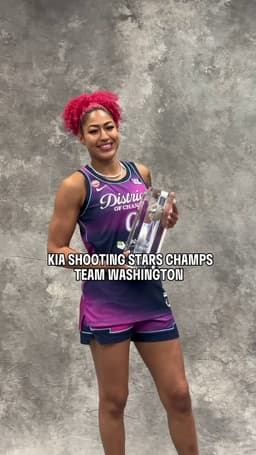 @WNBA: That winning feeling ✨

Team Washington is all smiles with their Shooting Stars trophy!

@Kia | #Kia...
