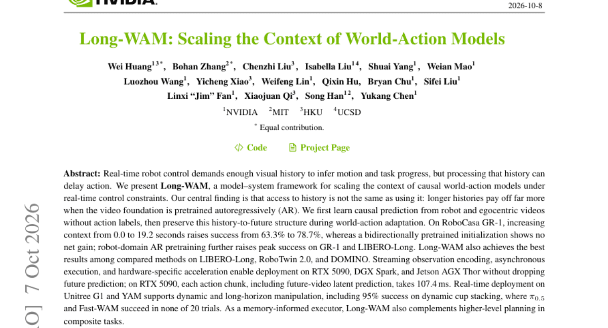 Long-WAM: Scaling the Context of World-Action Models