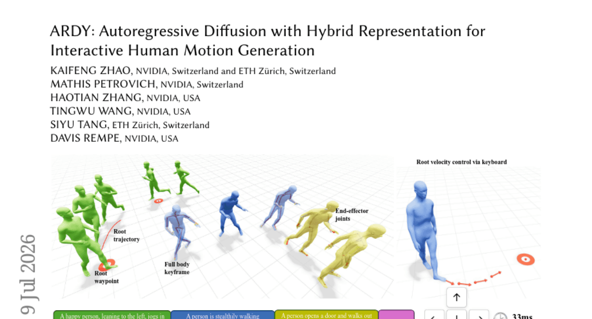 ARDY: Autoregressive Diffusion with Hybrid Representation for Interactive Human Motion Generation