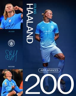 @ManCity: Set to make his 200th City appearance 🌟🩵

👏 @Erling 👏 https://t.co/1rcELqZMTa