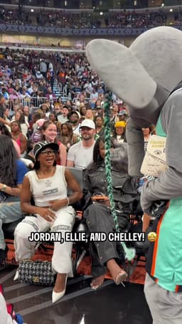 @WNBA: This link up is everything 👏

Ellie the elephant flicks it up with Jordan and Chelley!

#WNBAAllStar...