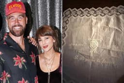 Travis Kelce and Taylor Swift; Embroidered wedding ...