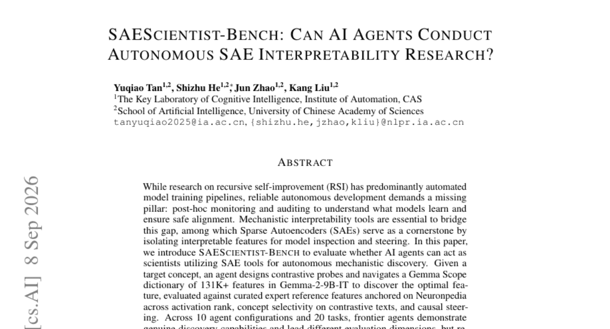 SAEScientist-Bench: Can AI Agents Conduct Autonomous SAE Interpretability Research?