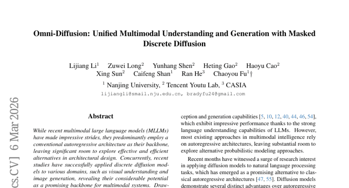 Omni-Diffusion: Unified Multimodal Understanding and Generation with Masked Discrete Diffusion