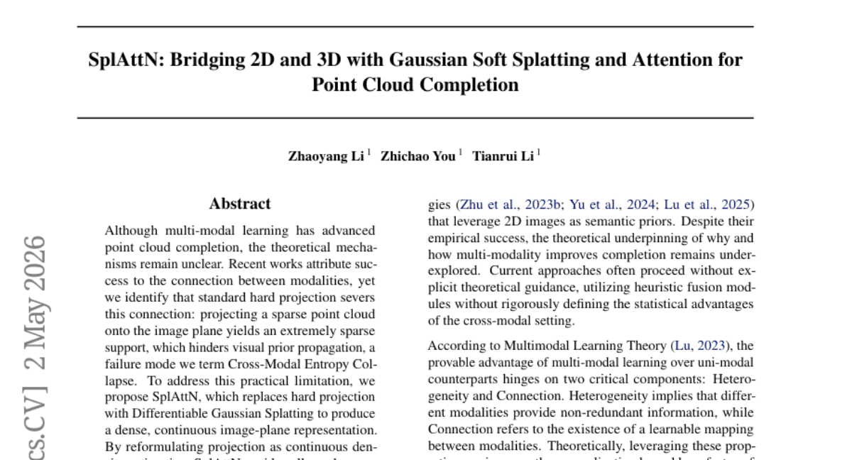 SplAttN: Bridging 2D and 3D with Gaussian Soft Splatting and Attention for Point Cloud Completion