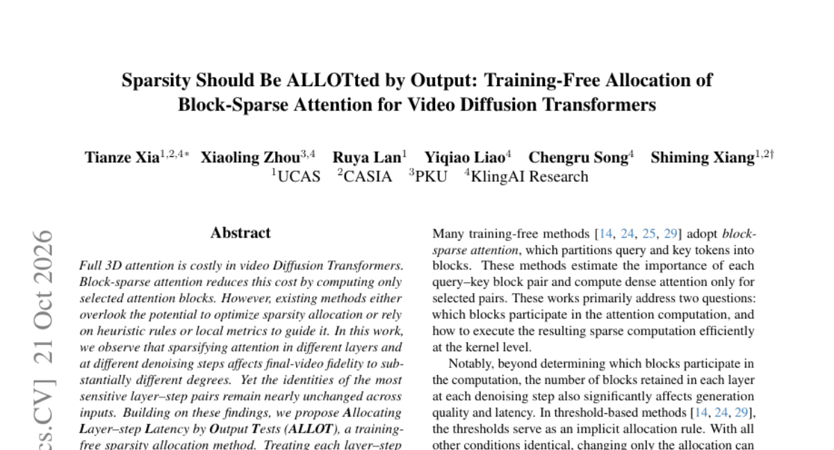 Sparsity Should Be ALLOTted by Output: Training-Free Allocation of Block-Sparse Attention for Video Diffusion Transformers