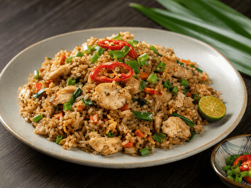How to Make Chicken Black Pepper Fried Rice (Traditional ...
