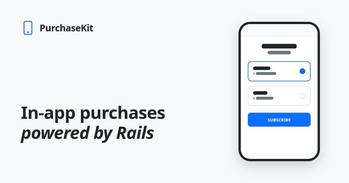 PurchaseKit - In-app purchases for Hotwire Native