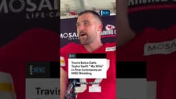 Travis Kelce speaks now about his and Taylor Swift's wedding at MSG. 🌟 (🎥: X/@McKenzieMNelson)