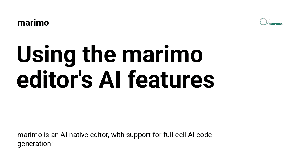 Using the marimo editor's AI features