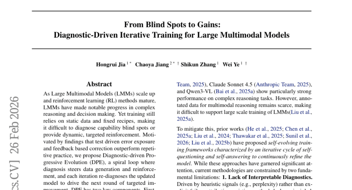 From Blind Spots to Gains: Diagnostic-Driven Iterative Training for Large Multimodal Models