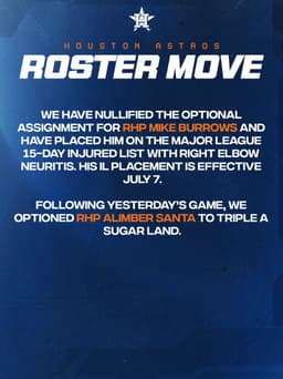 @astros: We have made the following roster moves: https://t.co/xBYfMYuwi4
