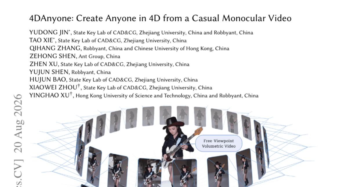 4DAnyone: Create Anyone in 4D from a Casual Monocular Video