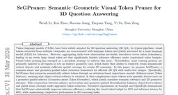 SeGPruner: Semantic-Geometric Visual Token Pruner for 3D Question Answering