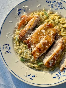 Golden Chicken with Creamy Lemon Orzo (in one pan)