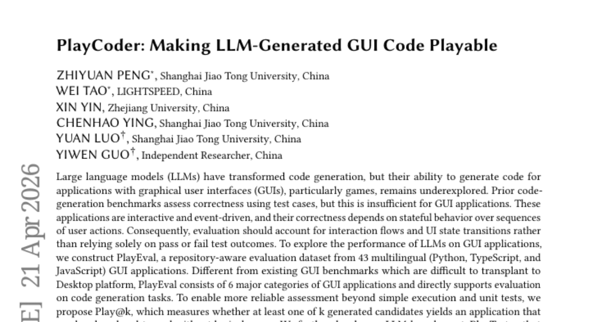 PlayCoder: Making LLM-Generated GUI Code Playable