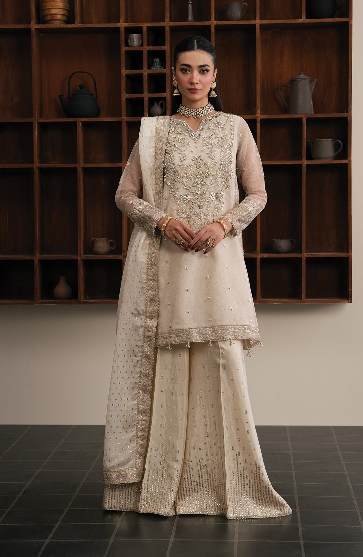 Xenia Kalani Luxury Embroidered Zari Unstitched 3 Piece Suit