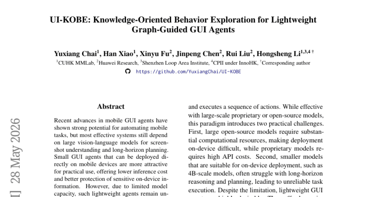 UI-KOBE: Knowledge-Oriented Behavior Exploration for Lightweight Graph-Guided GUI Agents
