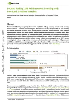 @omarsar0 reposted: Recommended NVIDIA paper on memory-efficient post-training RL.

A very interesti...