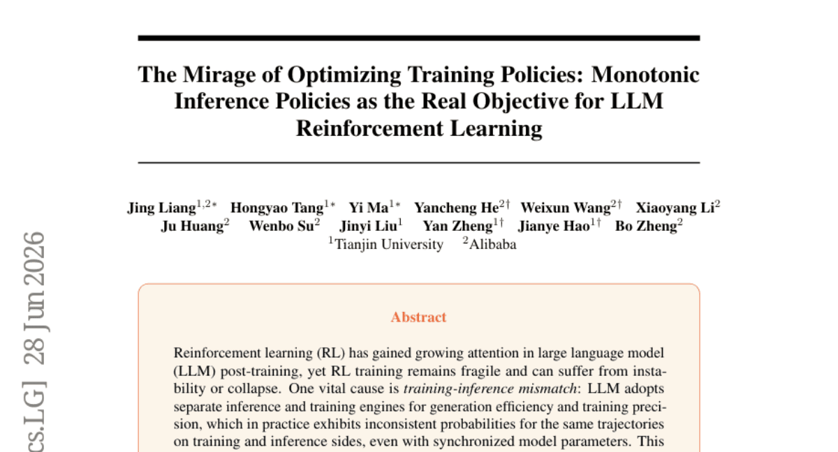 The Mirage of Optimizing Training Policies: Monotonic Inference Policies as the Real Objective for LLM Reinforcement Learning