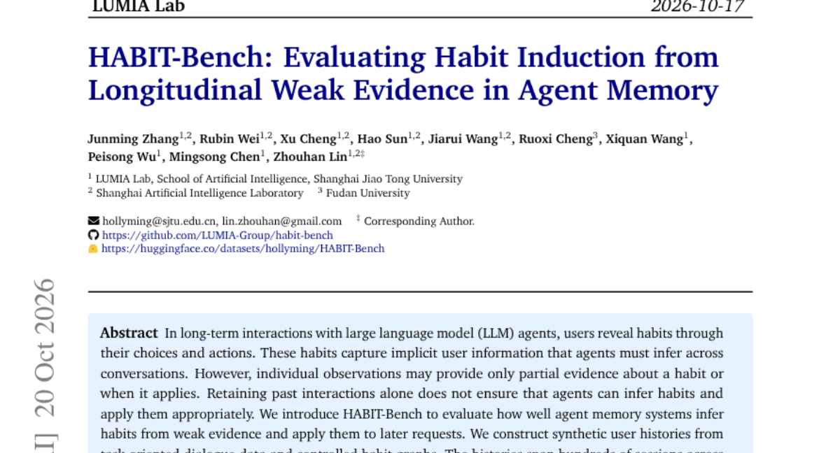 HABIT-Bench: Evaluating Habit Induction from Longitudinal Weak Evidence in Agent Memory