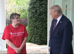 “DoorDash Grandma” Goes Viral For Dodging Trump's Anti-Trans Athlete Tirade
