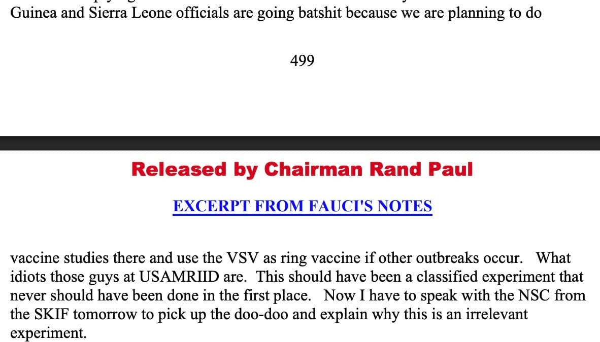 Fauci, the aerosolized Ebola monkey experiment, and the actual backstory on the vaccine, which is now US-licensed