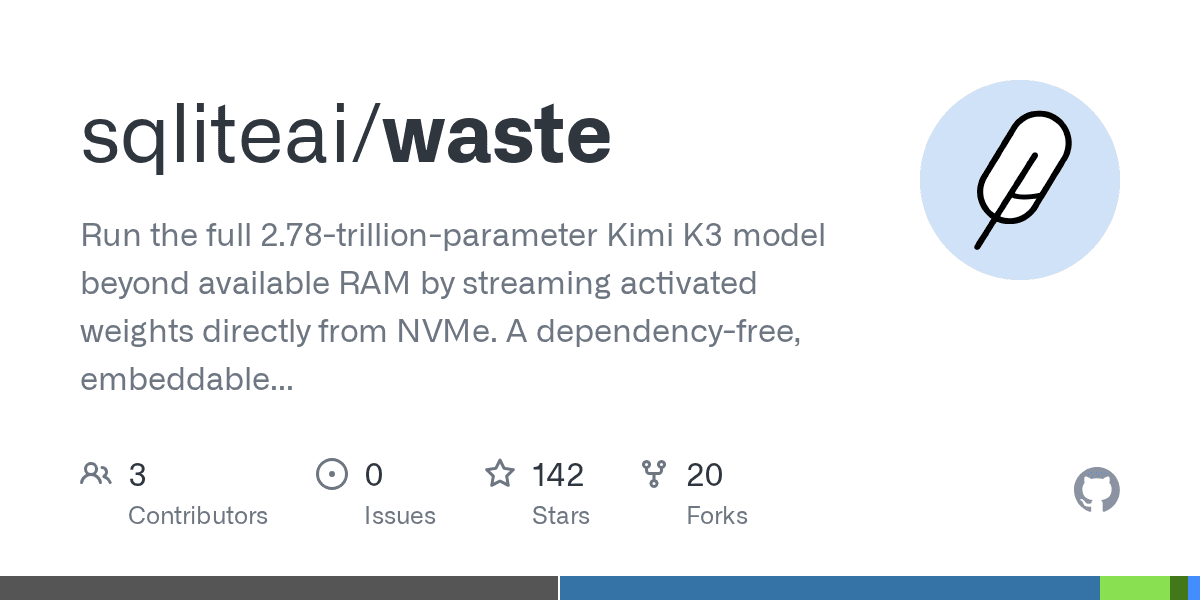 Run Kimi K3 using 29 GB of RAM at 0.50 tok/s