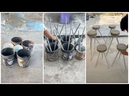 From Waste Buckets to Modern Stools 🔥| DIY Cement Stool from Buckets 😲 | Easy Outdoor Furniture | 