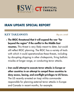 @TheStudyofWar: NEW: The Islamic Revolutionary Guards Corps (IRGC) threatened that it will expand the war “far beyon...