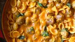 One-Pot Mini Meatball Pasta