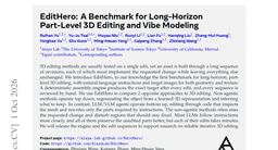EditHero: A Benchmark for Long-Horizon Part-Level 3D Editing and Vibe Modeling