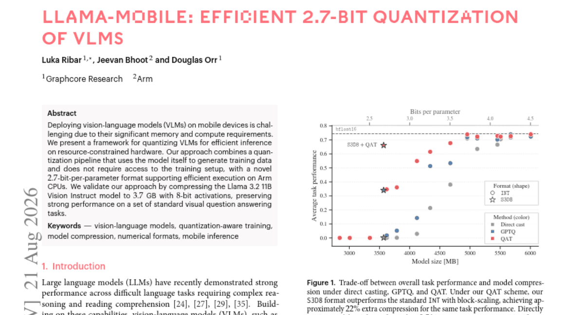 Llama-Mobile: Efficient 2.7-Bit Quantization of VLMs