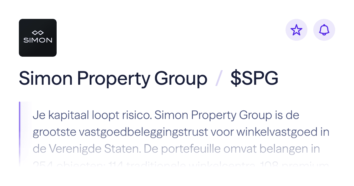 Het aandeel Simon Property Group kopen | koers: $SPG