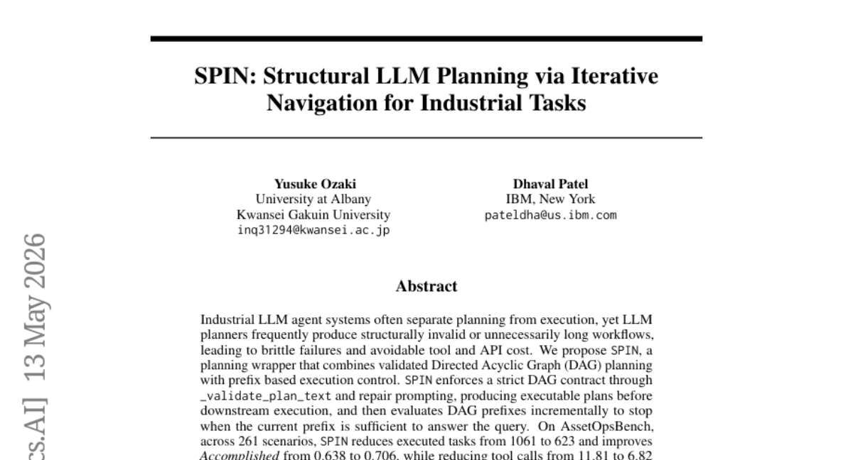 SPIN: Structural LLM Planning via Iterative Navigation for Industrial Tasks