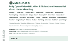 VideoChat3: Fully Open Video MLLM for Efficient and Generalist Video Understanding