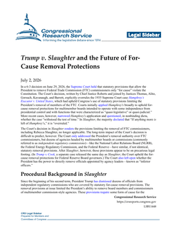 Trump v. Slaughter and the Future of For-Cause Removal ...