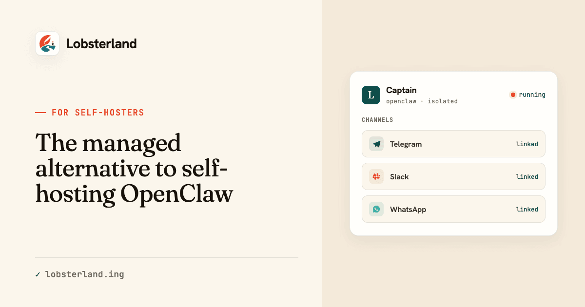 The managed alternative to self-hosting OpenClaw