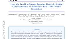 Here the World in Stereo: Learning Dynamic Spatial Correspondence for Immersive Joint Video-Audio Generation