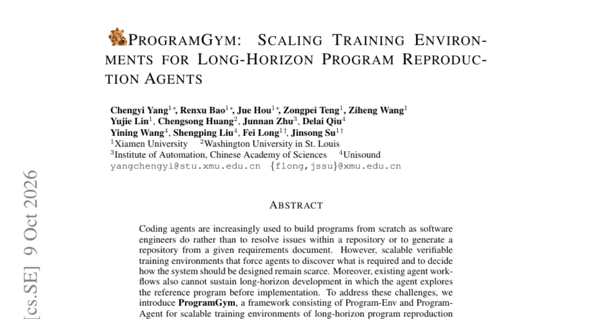 ProgramGym: Scaling Training Environments for Long-Horizon Program Reproduction Agents