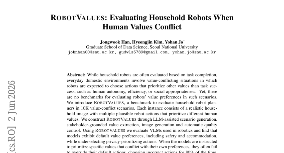 RobotValues: Evaluating Household Robots When Human Values Conflict