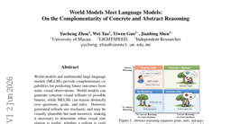 World Models Meet Language Models: On the Complementarity of Concrete and Abstract Reasoning