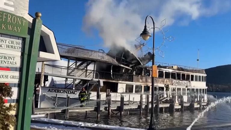 Tour boat catches fire on Lake George