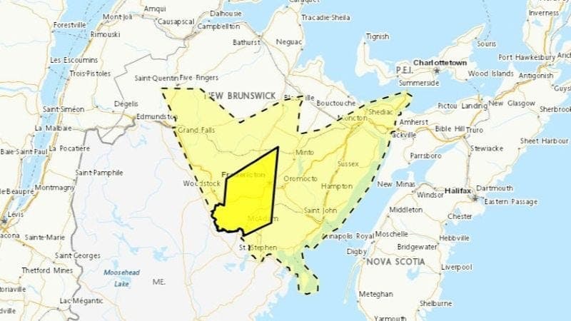 Thunderstorm alert issued for much of N.B.