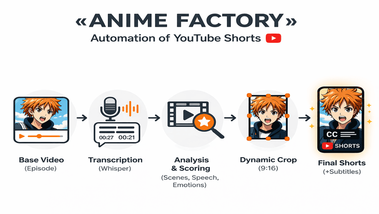 How I Built an “Anime Factory”: a System That Automatically Turns Episodes into YouTube Shorts / Habr
